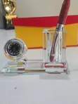 Crystal Glass Desktop Clock & Pen Holder Set - 2