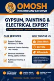 Gypsum Installation, Electrical Wiring & Painting Services - 4