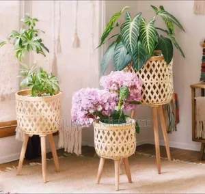 Seti ya Vituo vya Mimea vya Boho Rattan vya 3