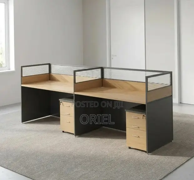 2-Seater Office Workstation: Straight Modular - 1