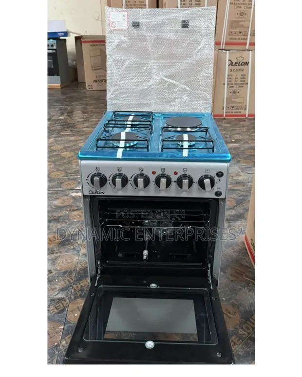Olelon 50x55cm 3+1 Gas Standing Cooker (Silver) - 1