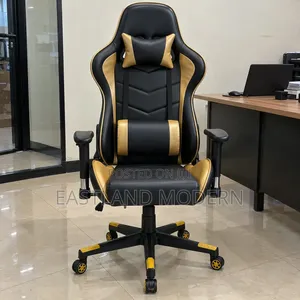 Kiti cha Michezo cha Ergonomic Nyeusi na Dhahabu