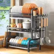 3-Tier Carbon Steel Dish Rack na Drip Tray - 1