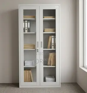 Kabati la Filing la Metal lenye Milango ya Kioo - Nyeupe