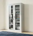 Metallic Glass Doors Filing Cabinet - White - 2