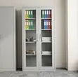 Metallic Glass Doors Filing Cabinet - White - 3