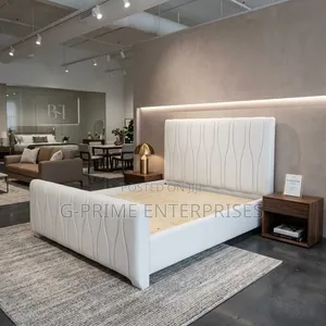Luxury Upholstered Modern Bed - Offwhite Queen