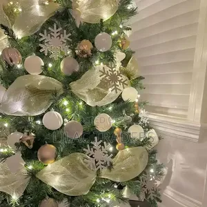 White and Gold Christmas Tree Ribbon Decoration - 10m