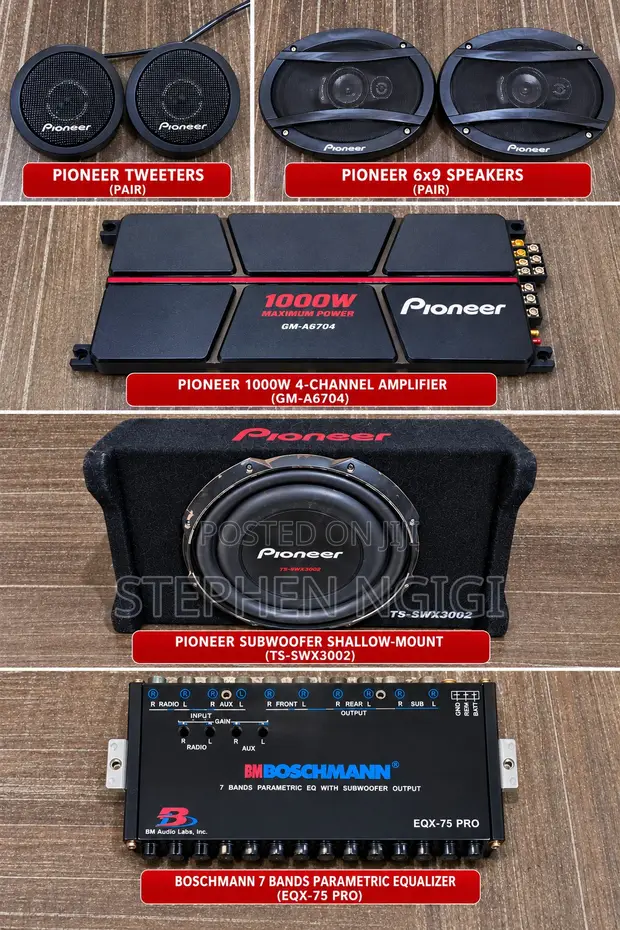 Kifurushi cha Pioneer Subwoofer, Spika 6x9, Tweeters, Amplifier & Equaliser - 1
