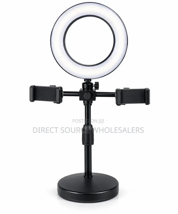 Live Desktop Ring Light na Dual Phone Holder - 1