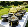 Chafing Dish ya Kifahari ya Dhahabu 8L yenye Dekli ya Kunyongwa - 4