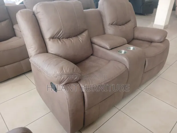 Premium Fabric Two-Seater Recliner Sofa with Cup Holders - 1