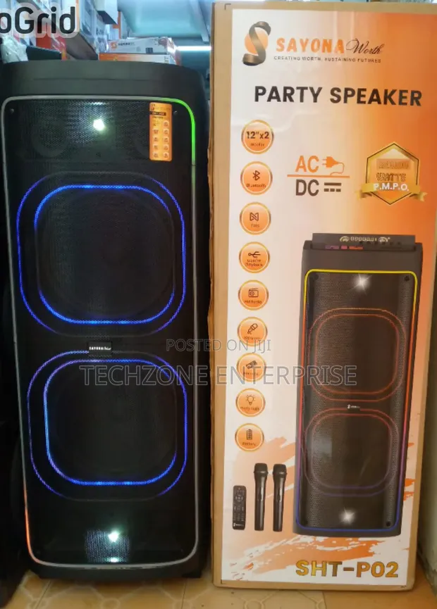 Sayona SHT-P02 Dual Woofer Party Speaker - 80W RMS - 1
