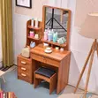 Modern Vanity Table with Mirror - Brown Wood - 3