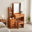 Modern Vanity Table with Mirror - Brown Wood - 4