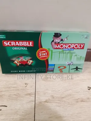 Mchezo wa Bodi wa Scrabble na Monopoly 2-kwa-1