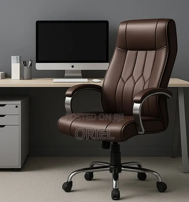 Brown Leather Executive Office Chair - 1