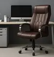 Brown Leather Executive Office Chair - 4