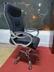 Kiti cha Ofisi cha Ngozi cha Executive High-Back chenye Mikono ya Chrome - 4