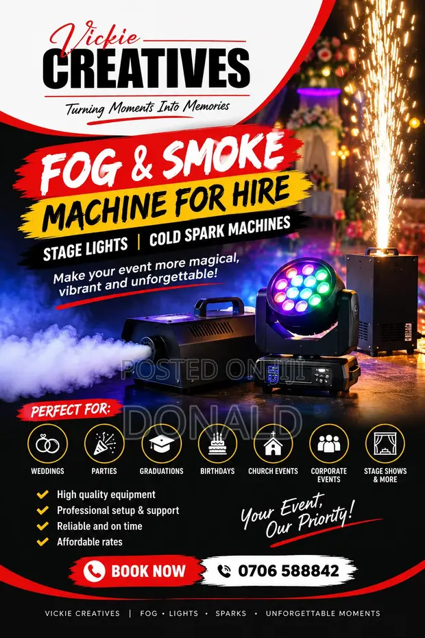 Fog Machine, Cold Spark & Stage Lighting for Events - 1