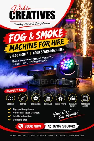 Fog Machine, Cold Spark & Stage Lighting kwa Matukio