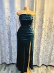 Emerald Green Satin Evening Dress - 2
