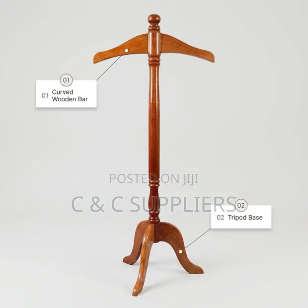 Directors Coat Stand - Brown Wood - 1