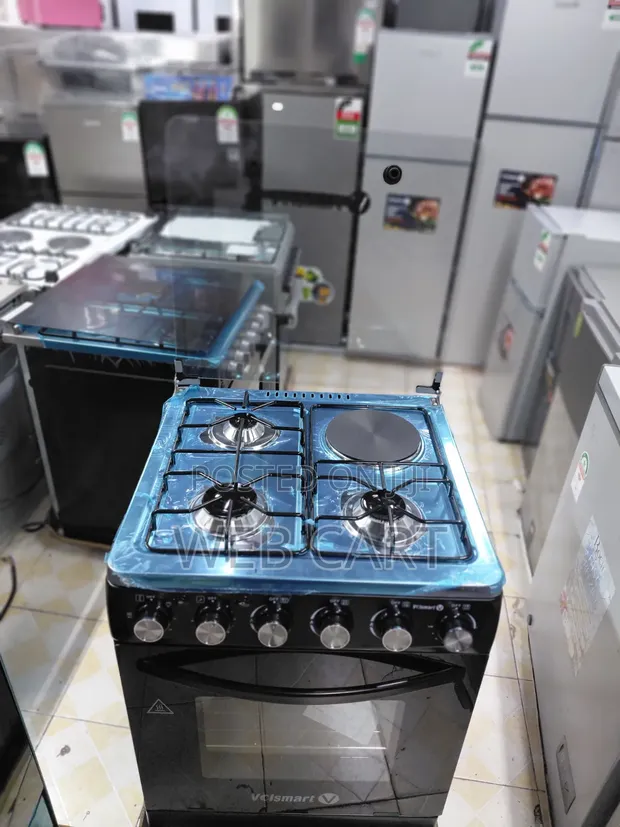 Volsmart 60x60 Freestanding Cooker - 3 Gas Burners + 1 Electric Oven - 1