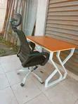 Adjustable Headrest Chairs and White Desk - 2