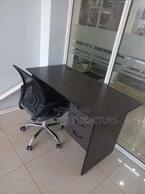 Black Desk and Mesh Chair Set