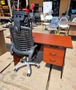 Dark Walnut Study Table and Chairs Set - 1