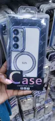 Creative Magnetic Glitter Case na Blue Trim kwa Galaxy S25 - 1