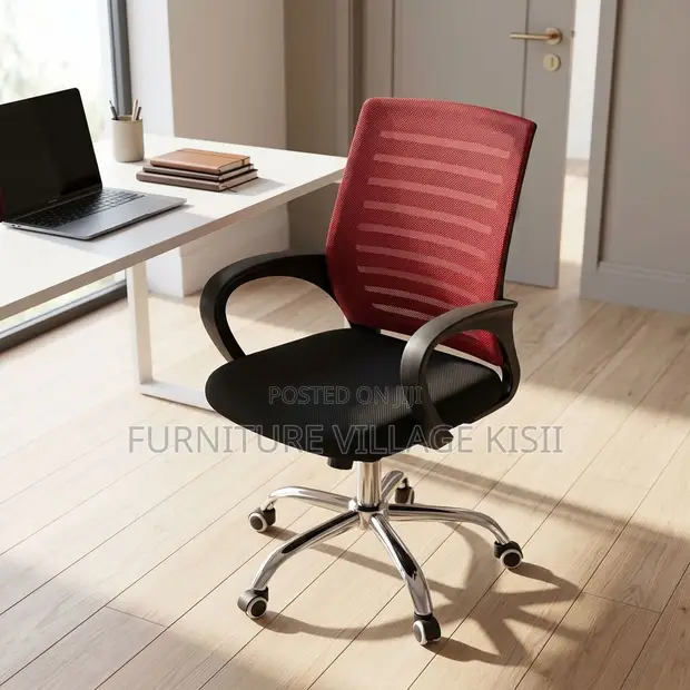 Red Ergonomic Swivel Office Chair - 1