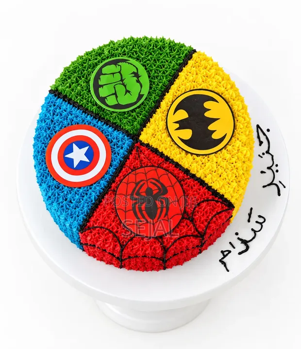 Superhero Birthday Cake - Spider-Man, Batman, Hulk, Captain America - 1