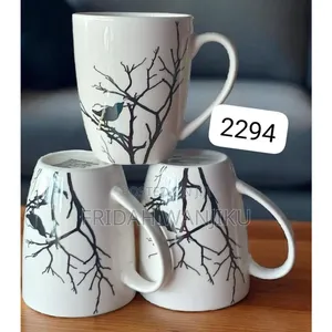Set ya Mugs 6 za Keramik na Muundo wa Mti