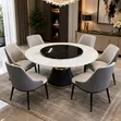 Gray Round Marble Top Dining Table Set (6-Seater) - 1