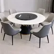 Gray Round Marble Top Dining Table Set (6-Seater) - 2