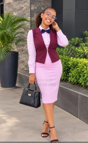 Official Ladies 3-Piece Suit: Shirt, Vest & Skirt (Wine/Maroon)