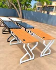 Modern Office Desk with Wooden Top and Metal Legs - 2
