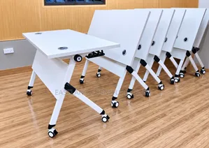 Modern White Training Table with Folding Legs
