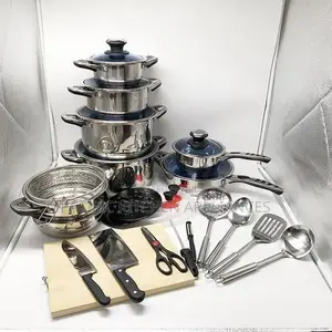 Marwa German Life 30-Piece Cookware ya Stainless Steel