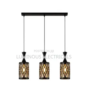 Black & Gold 3-Light Geometric Cage Pendant Chandelier
