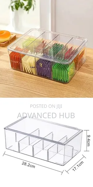 8-Grid Transparent Acrylic Tea Bag Organizer with Lid