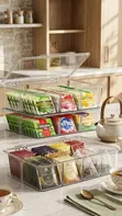 8-Grid Transparent Acrylic Tea Bag Organizer with Lid - 3