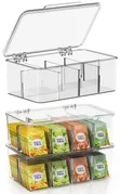 8-Grid Transparent Acrylic Tea Bag Organizer with Lid - 4