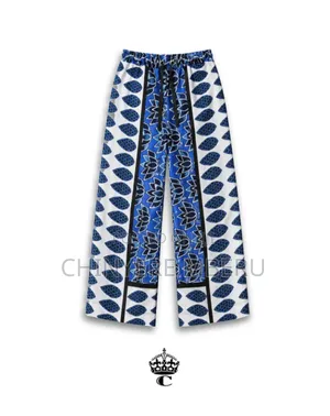Chichi House of Fashion Suruali za Leso Bluu na Nyeupe za Kawaida