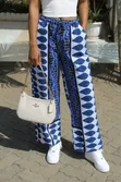 Chichi House of Fashion Suruali za Leso Bluu na Nyeupe za Kawaida - 3