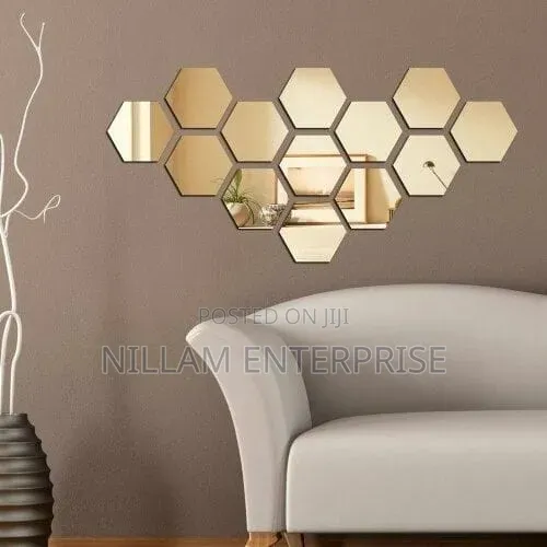 Hexagonal Acrylic Mirror Tiles (12pcs) - 1