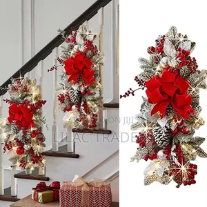 Christmas Wreath Pendant with LED Lights 60x30cm