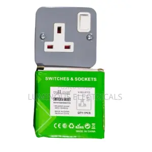 Luminous Single Switched Socket Outlet - Grey